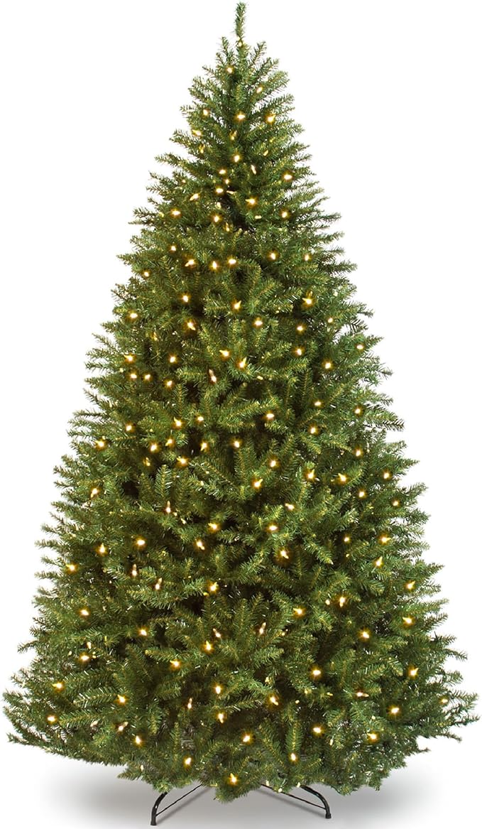 Pre Lit Douglas Fir Christmas Tree, Full Artificial Fir with 700 Warm White Lights, Sturdy Metal Stand for Indoor Decoration