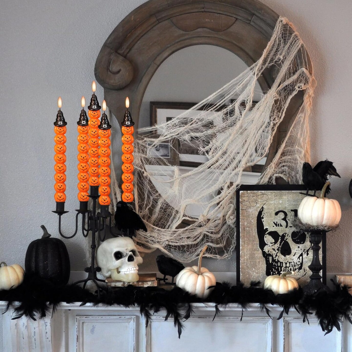 Halloween Flameless LED Candles with Timer – Battery Operated Flickering Candles for Spooky Indoor Decor
