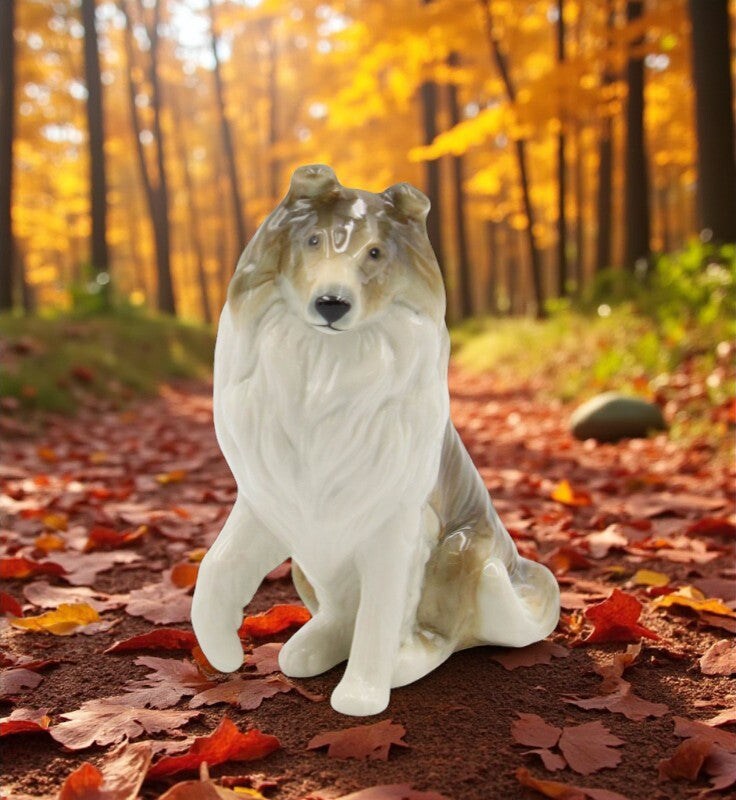 Ceramic Border Collie Dog Figurine, Lassie Come Home, Home Décor