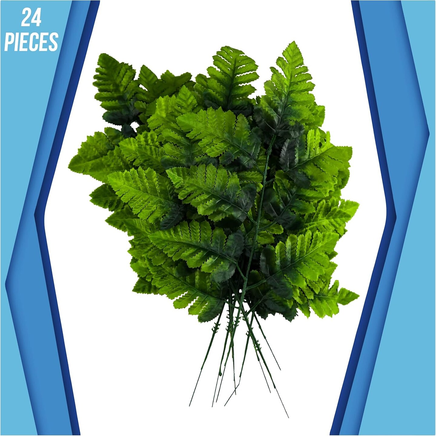 24-Pack Artificial Silk Leather Leaf Fern Fronds