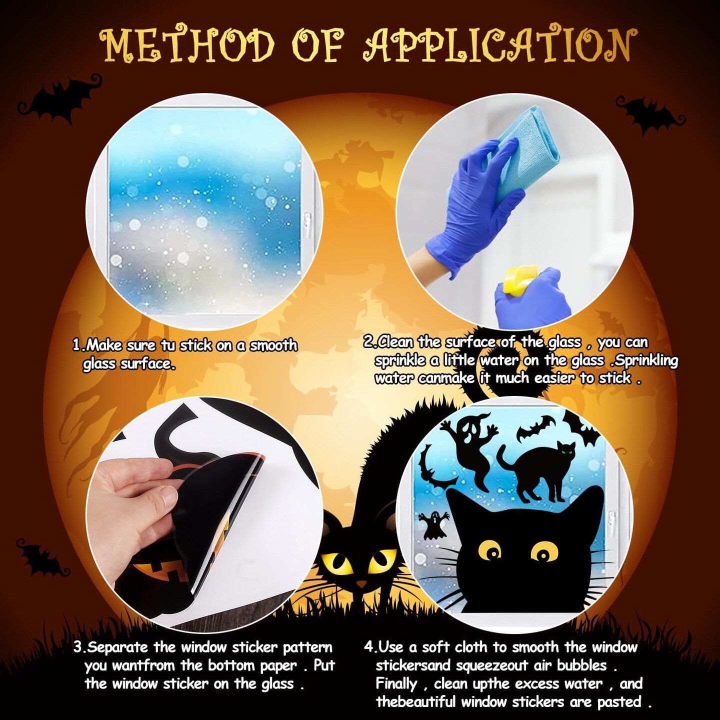 Large Halloween Window Clings - Black Cat