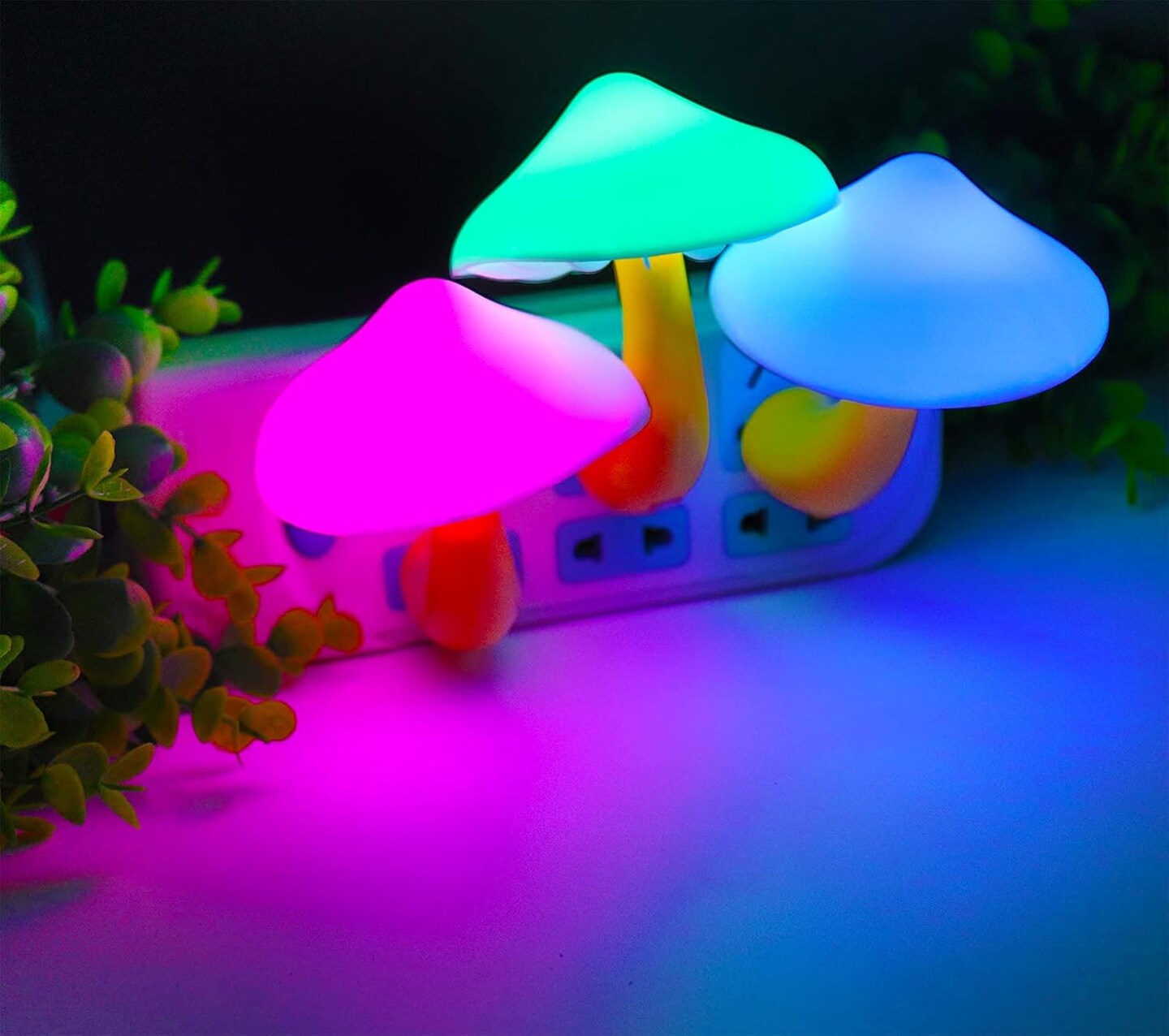 2 Pack LED Night Light Plug in Lamp 7-Color Changing