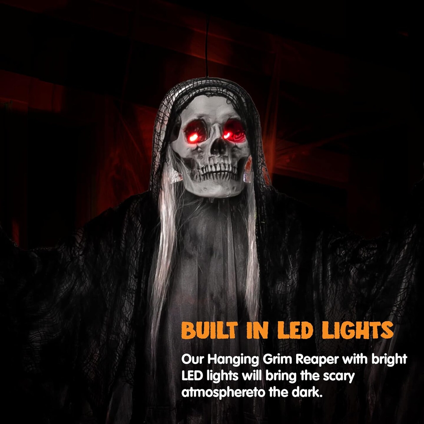 59” Halloween Animated Hanging Grim Reaper Outdoor Decorations