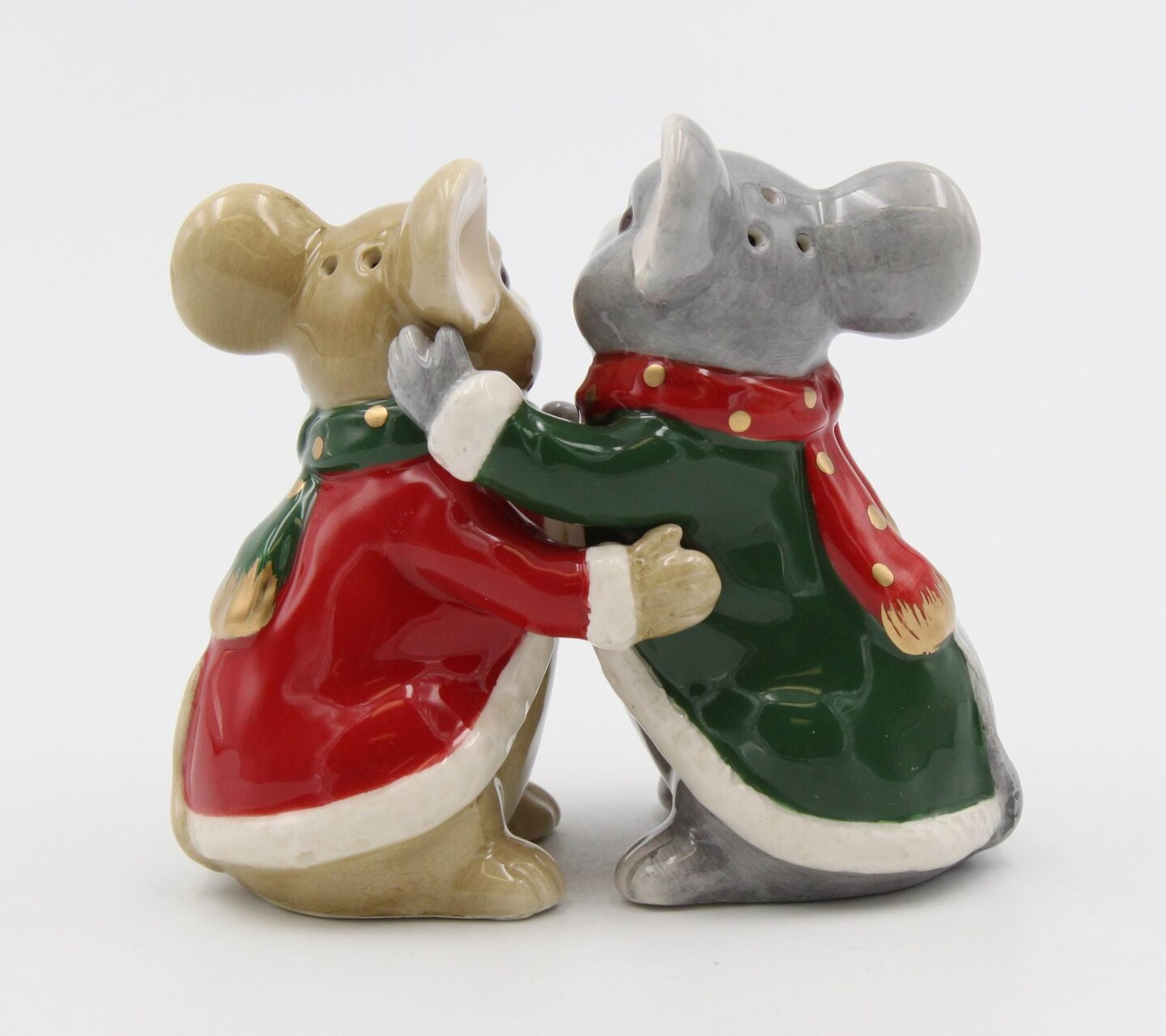 Ceramic Christmas Mice Salt And Pepper Shakers, Christmas Dinner Decor, Gift for Her, Gift for Mom
