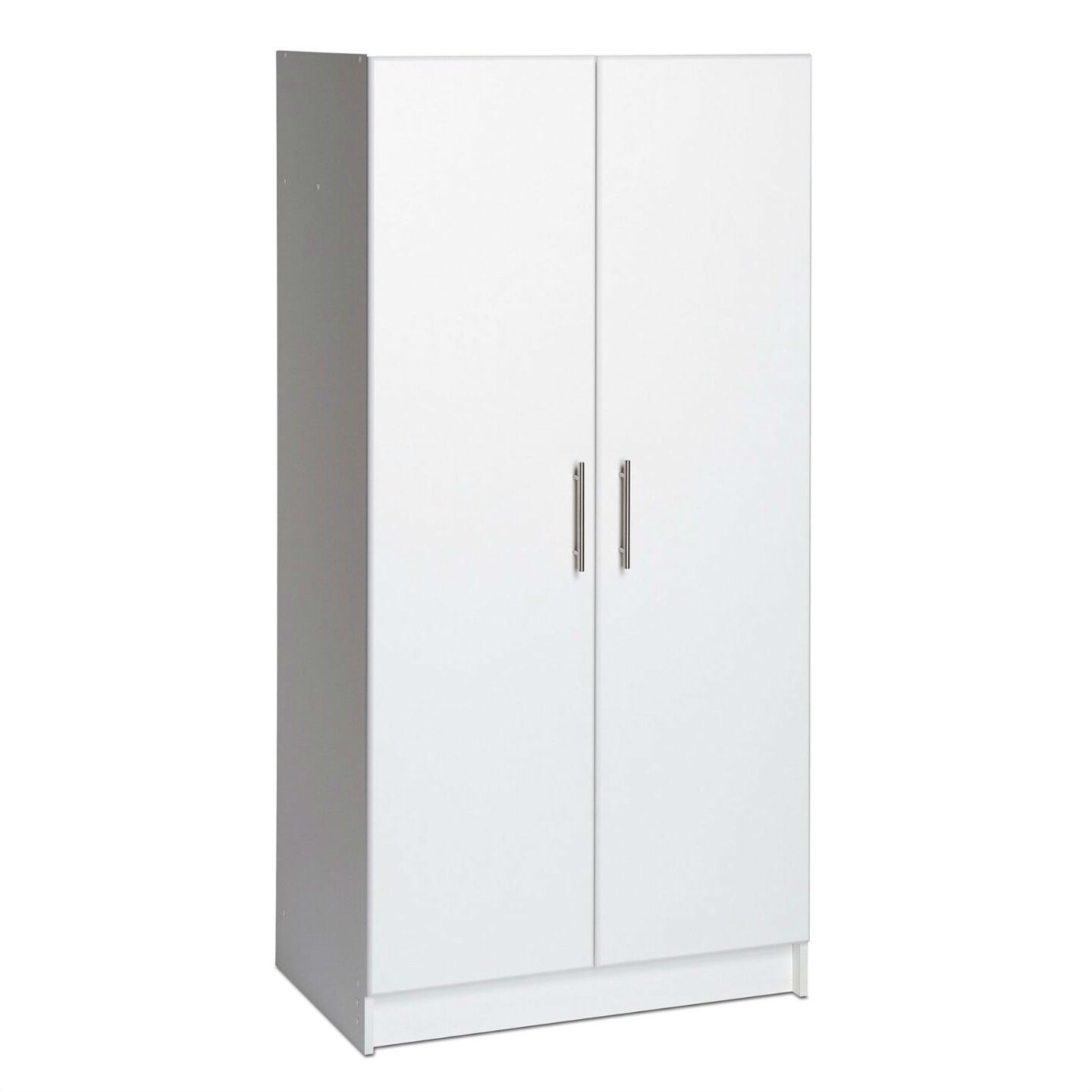 White Deep Storage Cabinet with Adjustable Shelves Durable Melamine Doors for Garage Utility