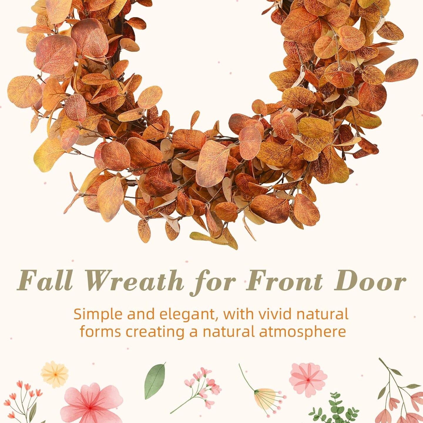 18&#x22; Artificial Autumn Fall Wreath - Wreaths for Front Door