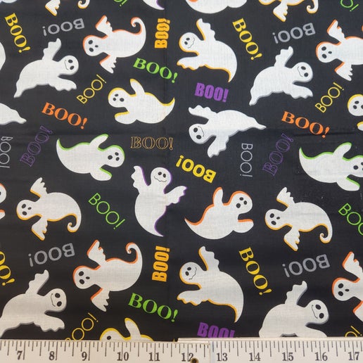 David Textiles 18&#x22; x 21&#x22; Cotton Halloween Fat Quarter - Ghost Print