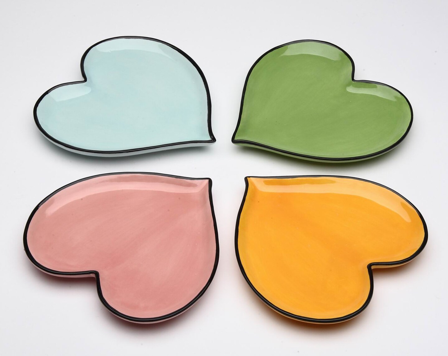 Ceramic Rainbow Plates: Assorted Colors Heart-Shaped Plates, Valentines, Wedding D&#xE9;cor or Gift, Wedding Favor, Anniversary D&#xE9;cor or Gift