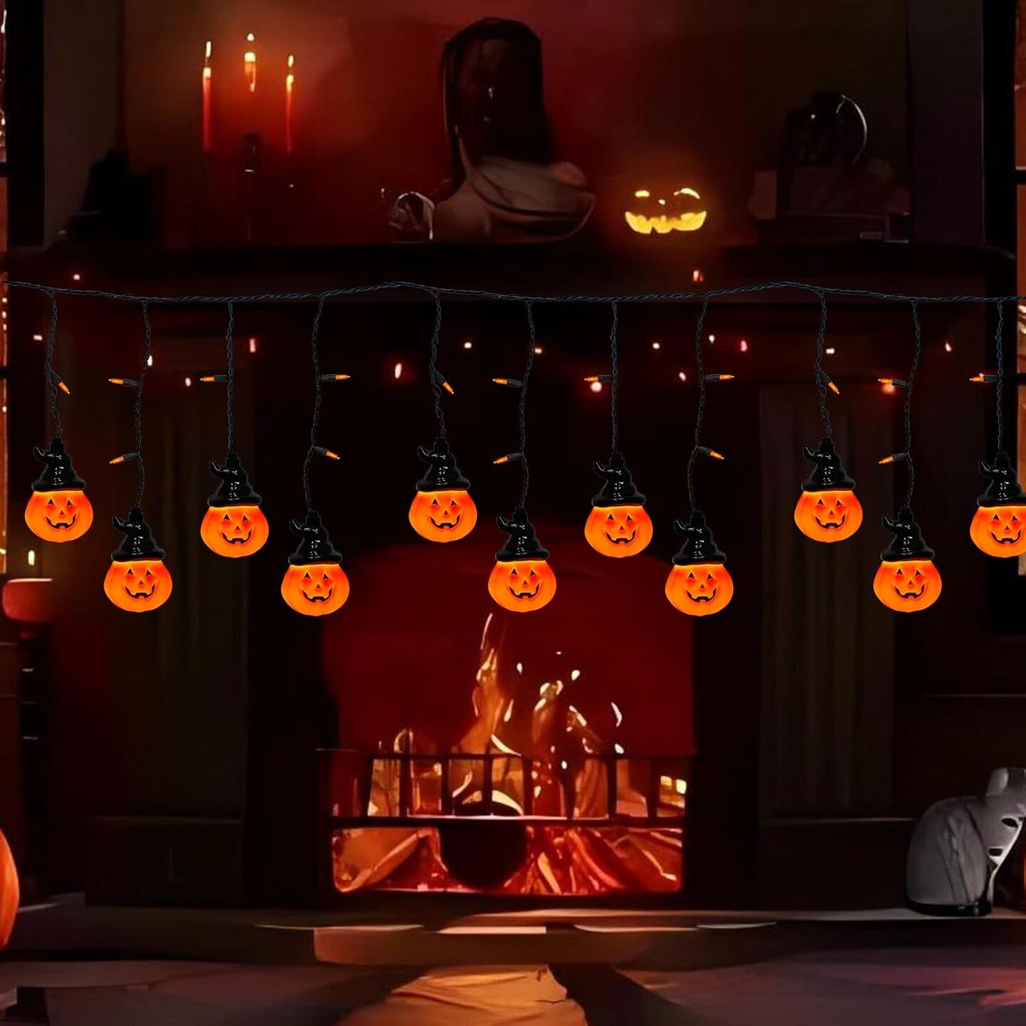 7FT LED Halloween Indoor Curtain String Lights
