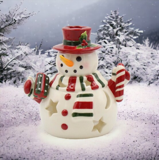 Christmas Decor Snowman Tealight Candle Holder, Home Décor, Gift for Her, Gift for Mom, Kitchen Décor, Christmas Décor