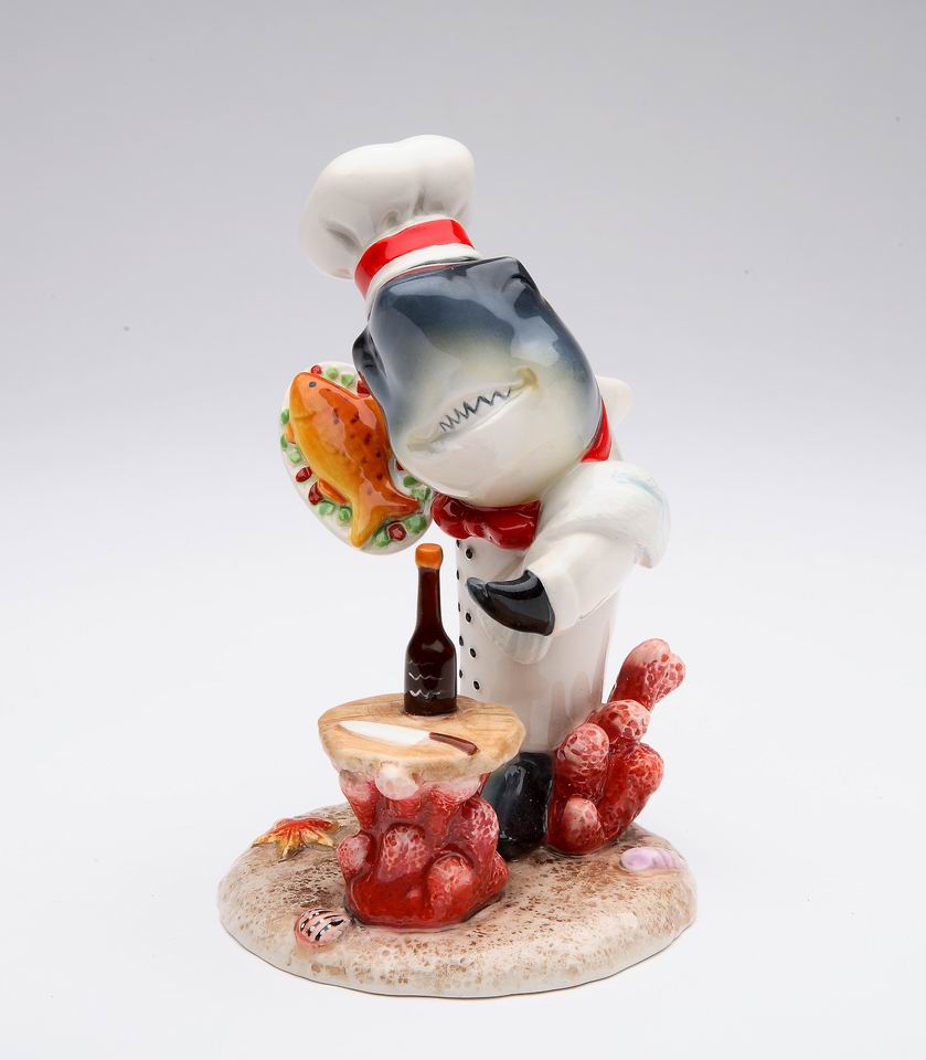 Ceramic Shark Chef Figurine, Home Decor, Restaurant Decor, Kitchen Decor, Gift for Chef, Gift for Mom, Gift for Him