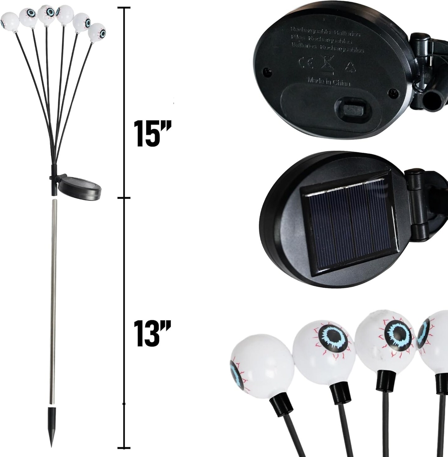 4 Pack 24LED Solar Eyeball Pathway Lights - Halloween Decorations
