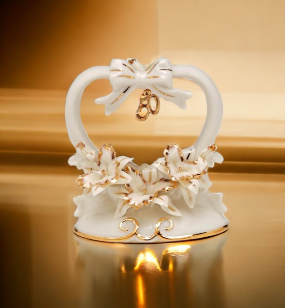 True Love Lasts a Lifetime: 50th Anniversary Orchid Flowers Cake Topper with Gold Accents, Anniversary Décor, Anniversary Gift