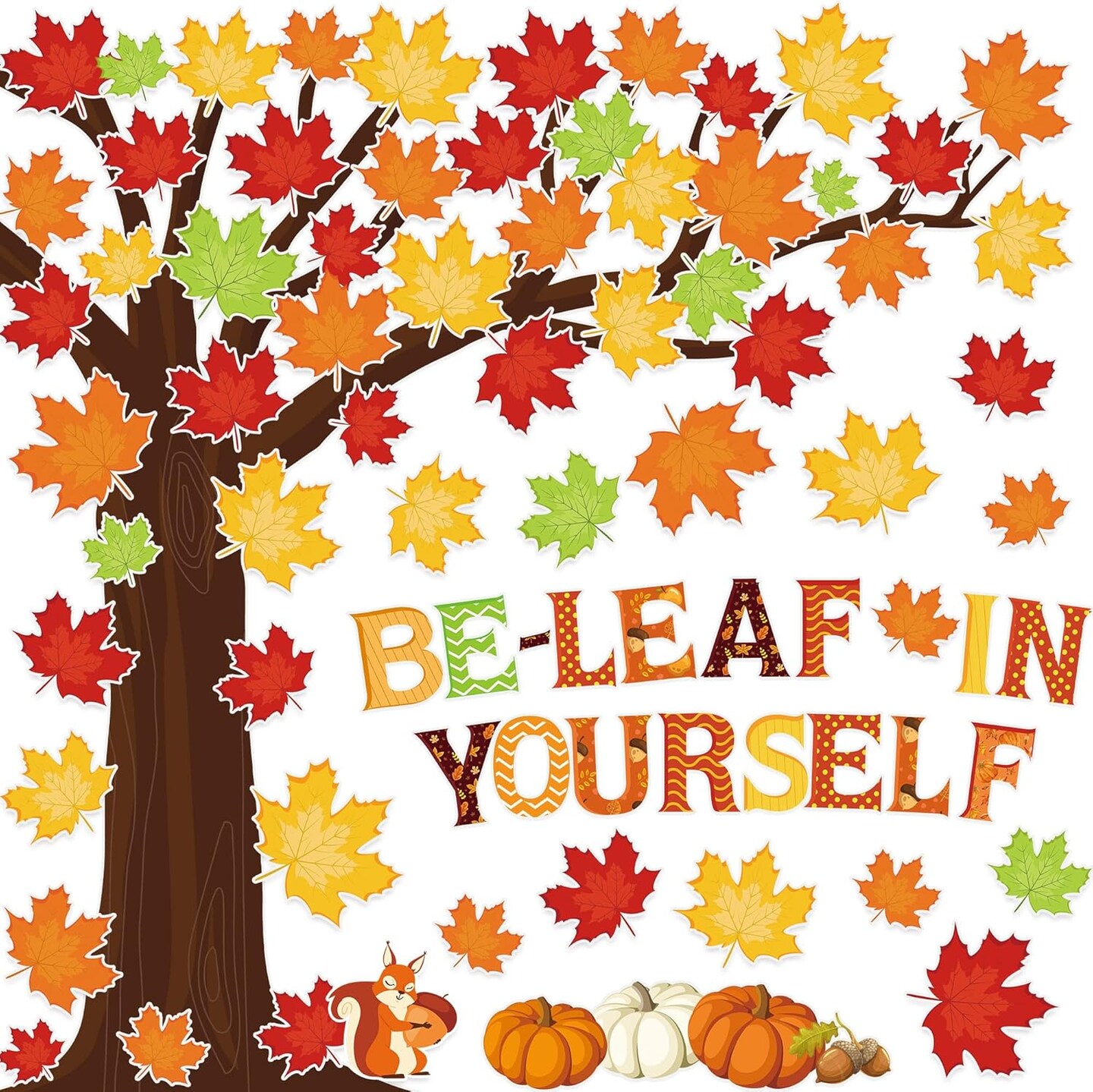 94 Pcs -Fall Tree Classroom Bulletin Board Decorations