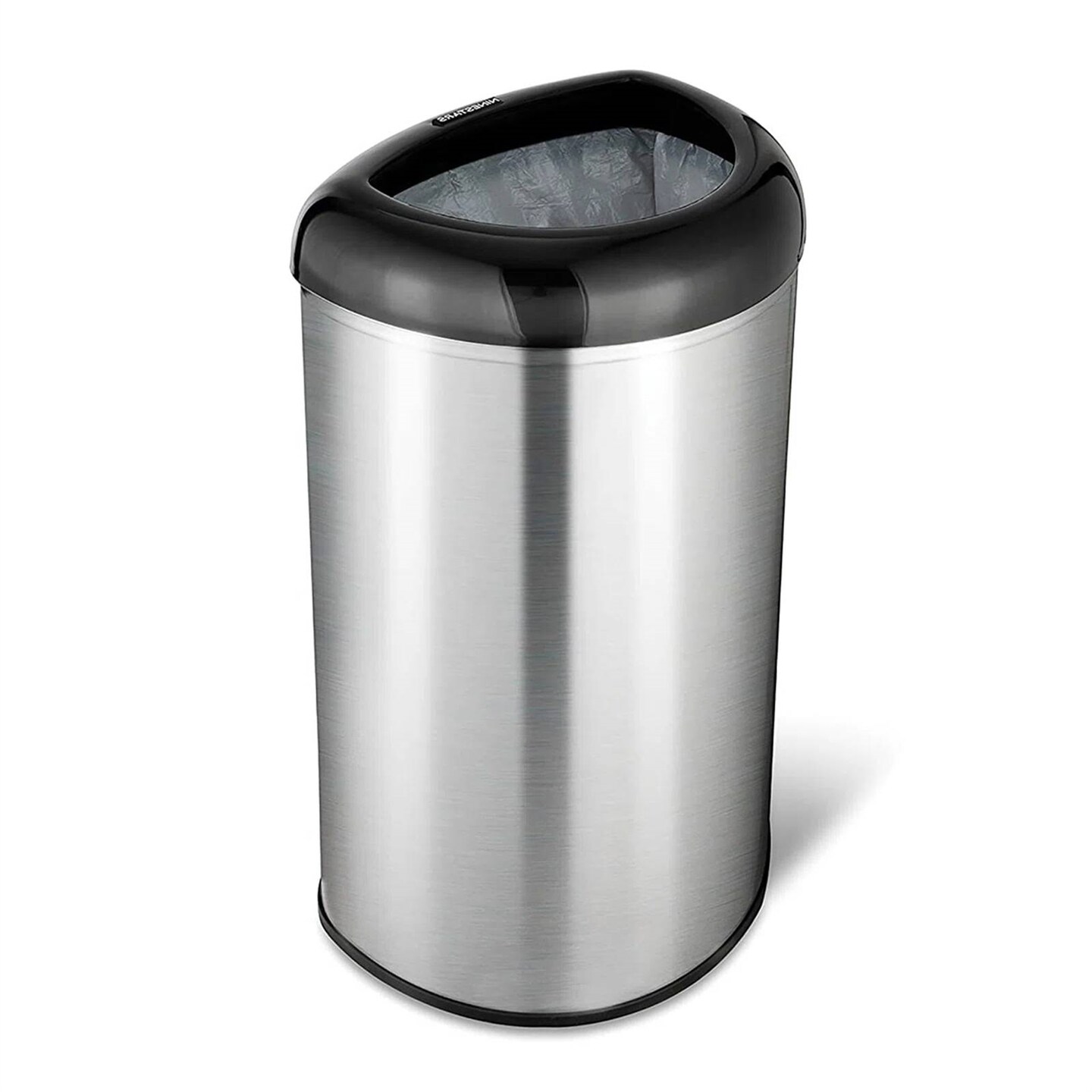 Silver Stainless Steel Open Top Kitchen Trash Can with 13-Gallon Capacity