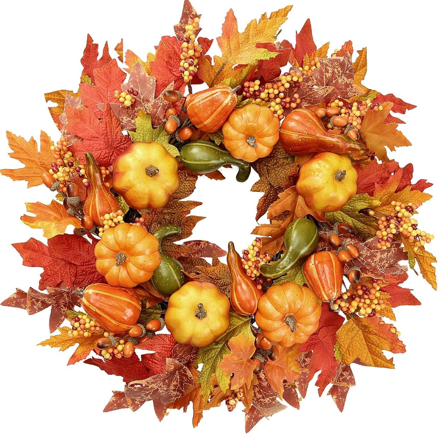 Fall Wreath 23’’ Artificial Autumn Front Door Wreath with Large ...