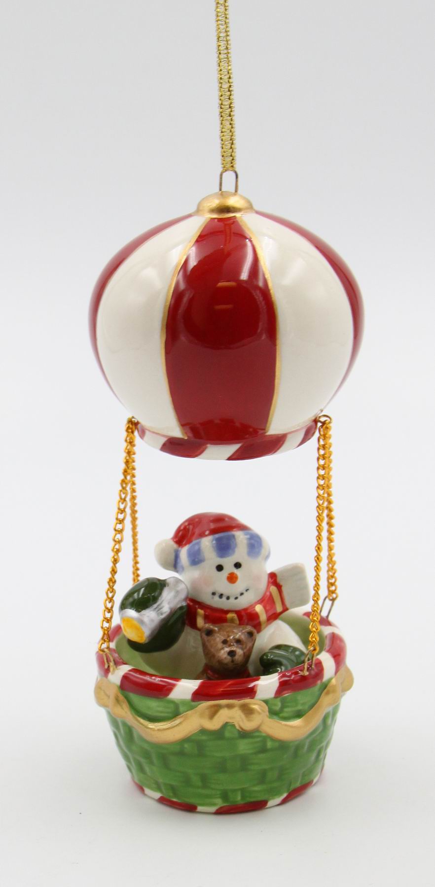 Ceramic Christmas Snowman Hot Air Balloon Ornament, Home Décor, Gift for Her, Gift for Mom, Kitchen Décor, Christmas Décor