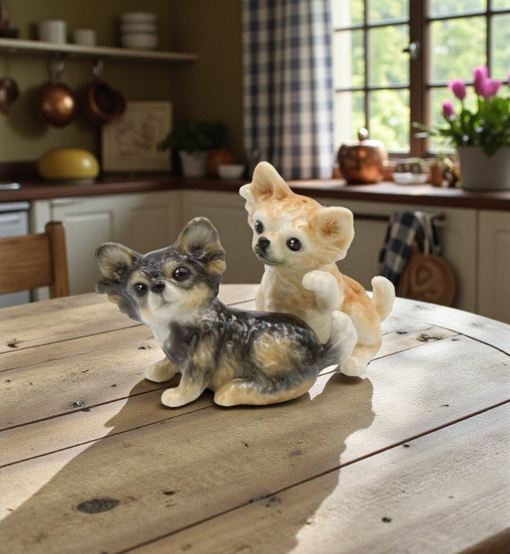 Ceramic Chihuahua Dog Salt And Pepper Shaker Set, Home Décor, Gift for Her, Gift for Mom, Kitchen Décor, Dog Lover Gift, Pet Loss Gift