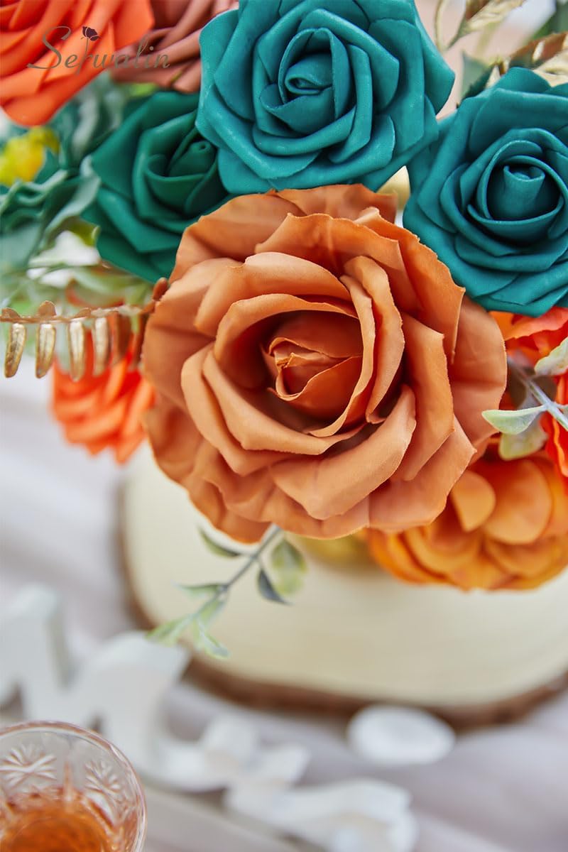 Artificial Fall Floral - Athens Orange Teal Blue