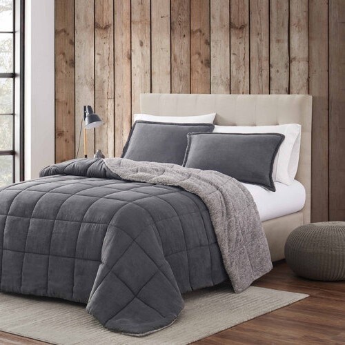 Reversible Microfiber Sherpa Comforter Set Plush Warm Bedding for Winter Nights