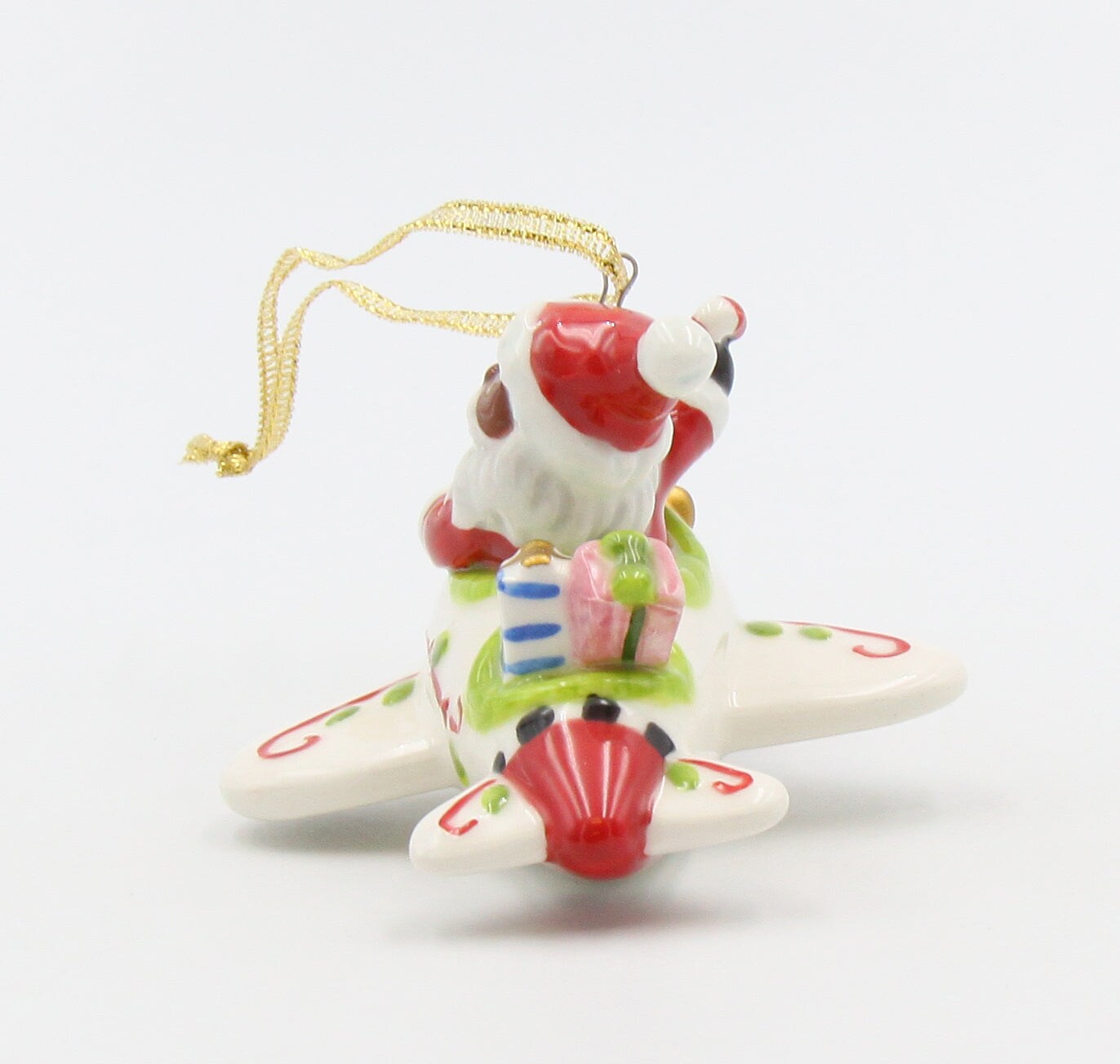 Ceramic African American Santa Flying Airplane Ornament, Gift for Pilot, Home D&#xE9;cor, Gift for Her, Mom, Kitchen D&#xE9;cor, Christmas D&#xE9;cor