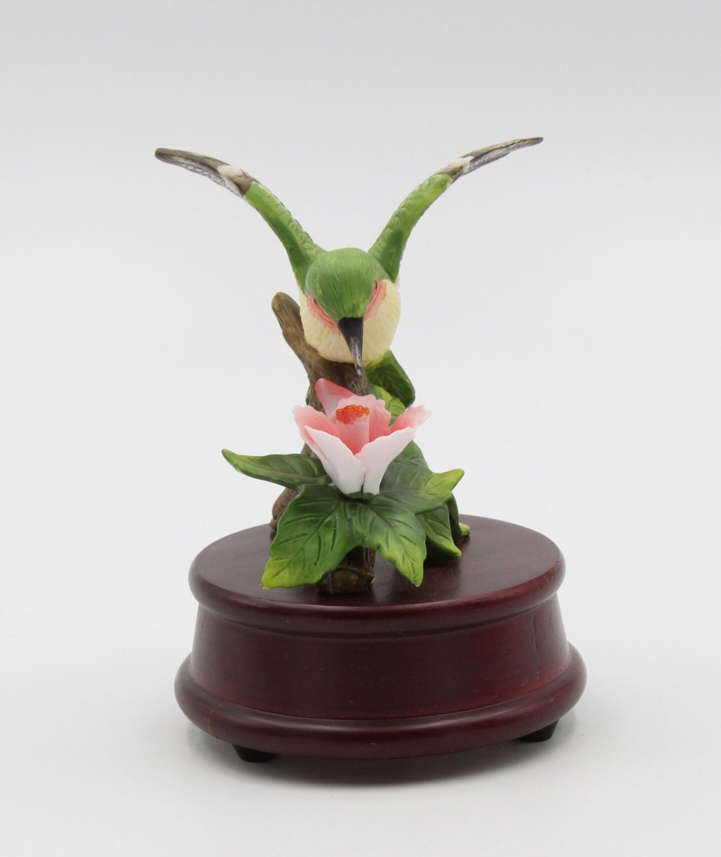 Ceramic Hummingbird Figurine on Wood Base, Home D&#xE9;cor, Gift for Her, Gift for Mom, Birdwatcher, Spring Decor