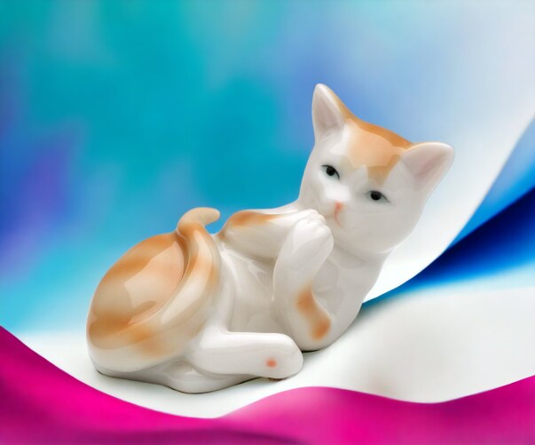 Ceramic Rolling Cat Figurine, Home Décor, Gift for Her, Gift for Mom, Gift for Daughter, Cat Lovers Gift, Pet Loss Gift