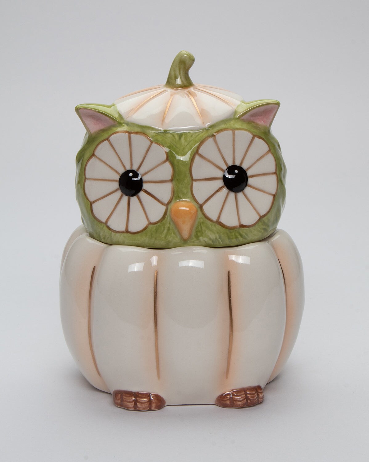 Ceramic White Pumpkin Owl Candy Jar, Home D&#xE9;cor, Gift for Her, Gift for Mom, Kitchen D&#xE9;cor, Fall D&#xE9;cor, Halloween D&#xE9;cor