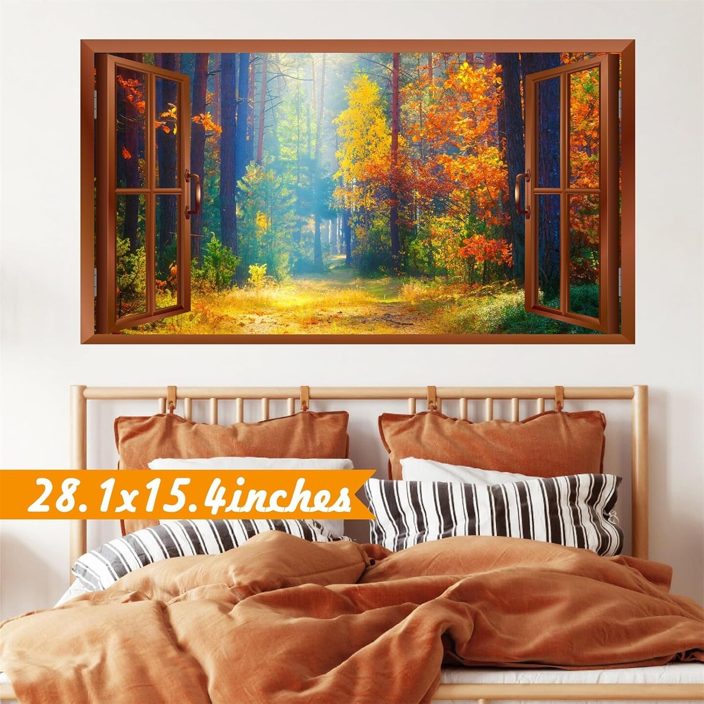 Forest Wall Stickers 3D Fake Windows Wall Stickers Removable Nature Landscape