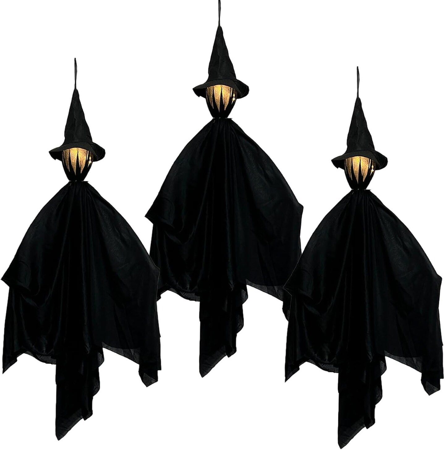 Hanging Witch Decorations with LED Light - 3pcs