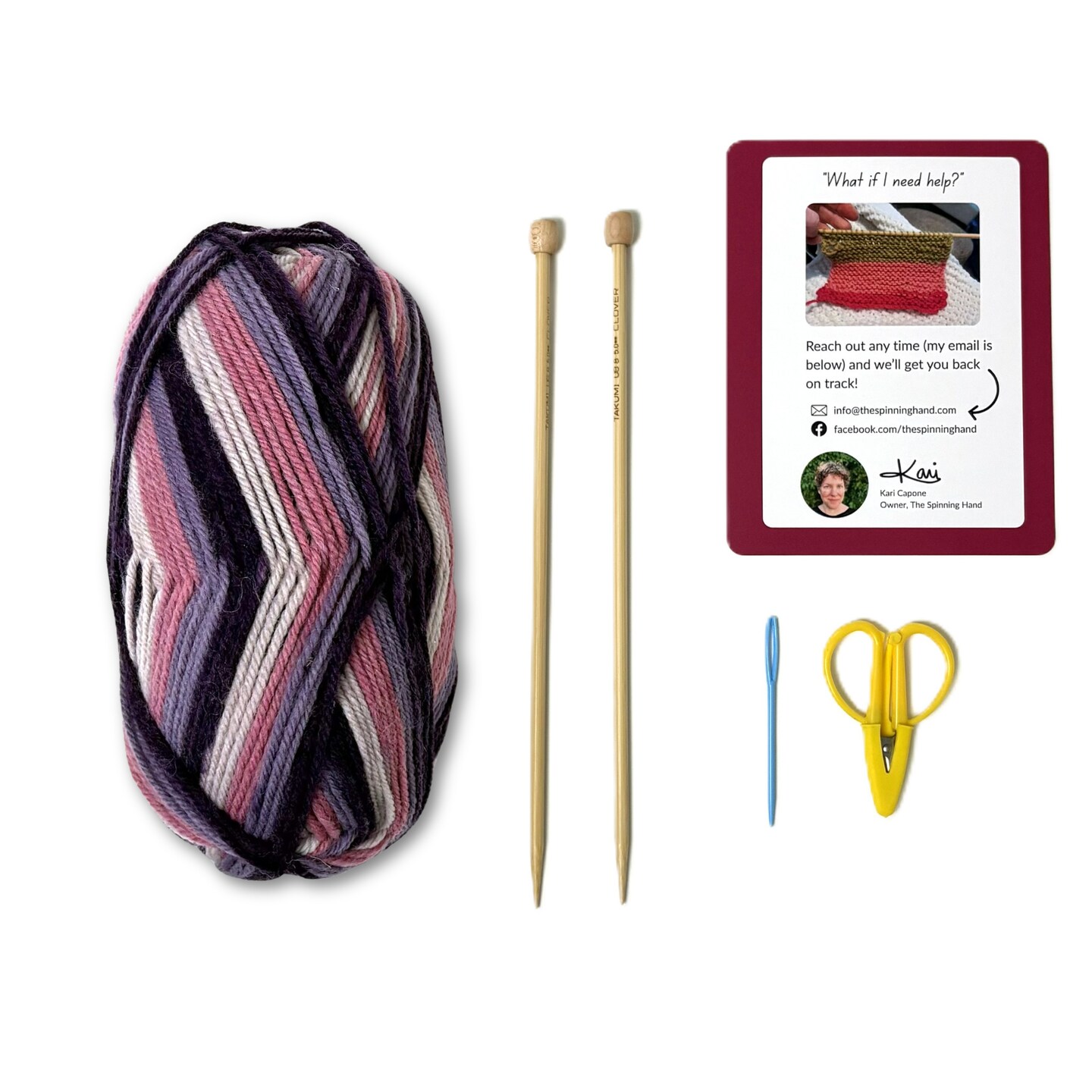 Learn to Knit Scarf Kit with Yarn, Needles & Step-by-Step Video Tutorials (Fresh Figs)