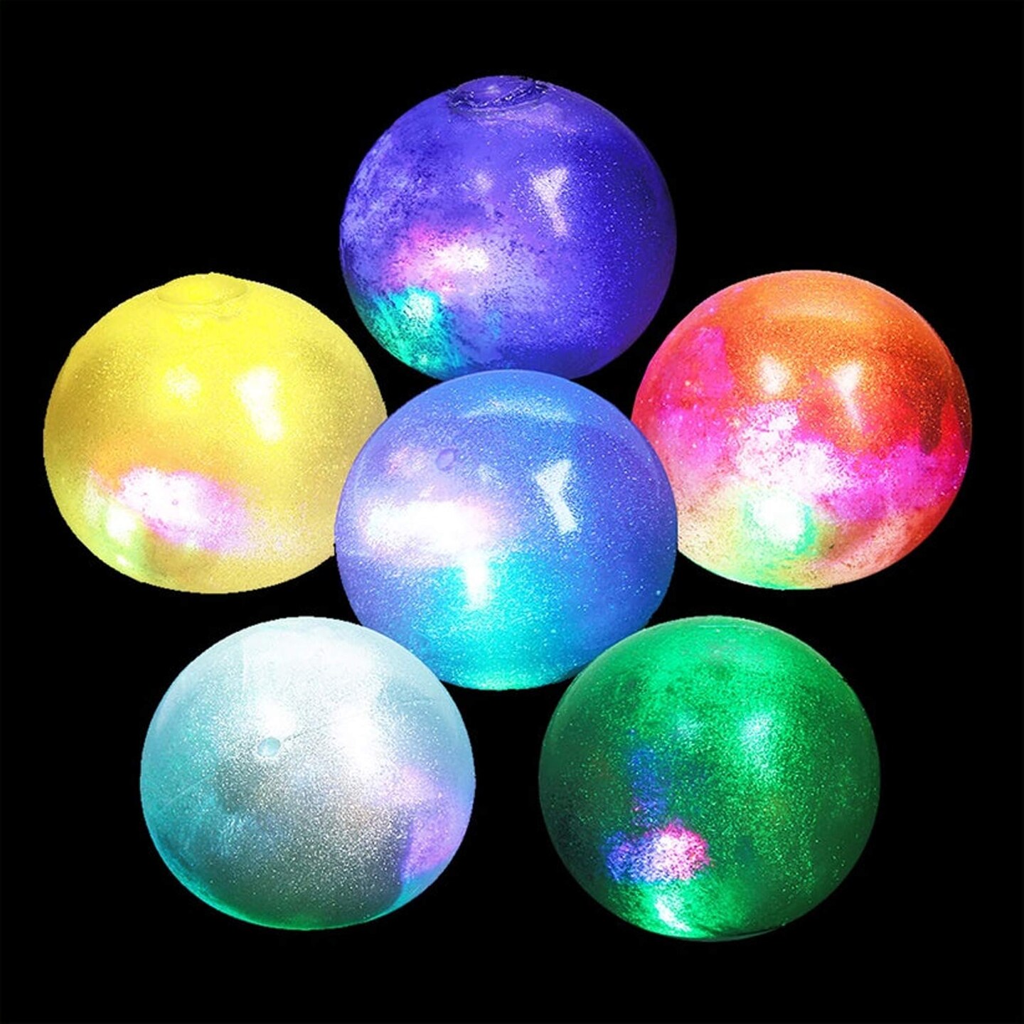 Flashing Galaxy Squeeze Ball 2.5" – LED Impact Light Toy (Assorted Colors)