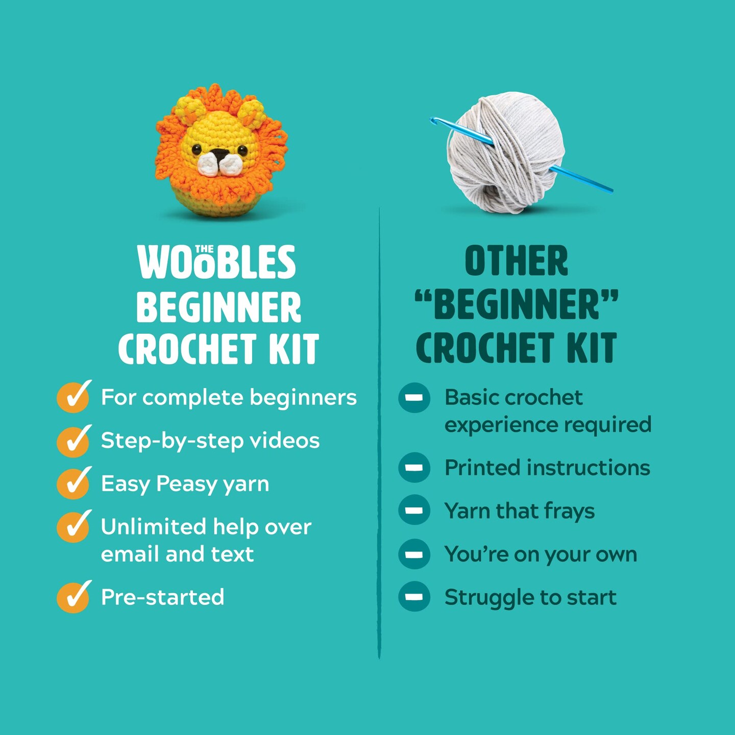 Crochet Kit for Beginners - Easy Arts and Crafts Knitting & Crochet Animals Kit As Seen On Shark Tank - Kiki The Chick
