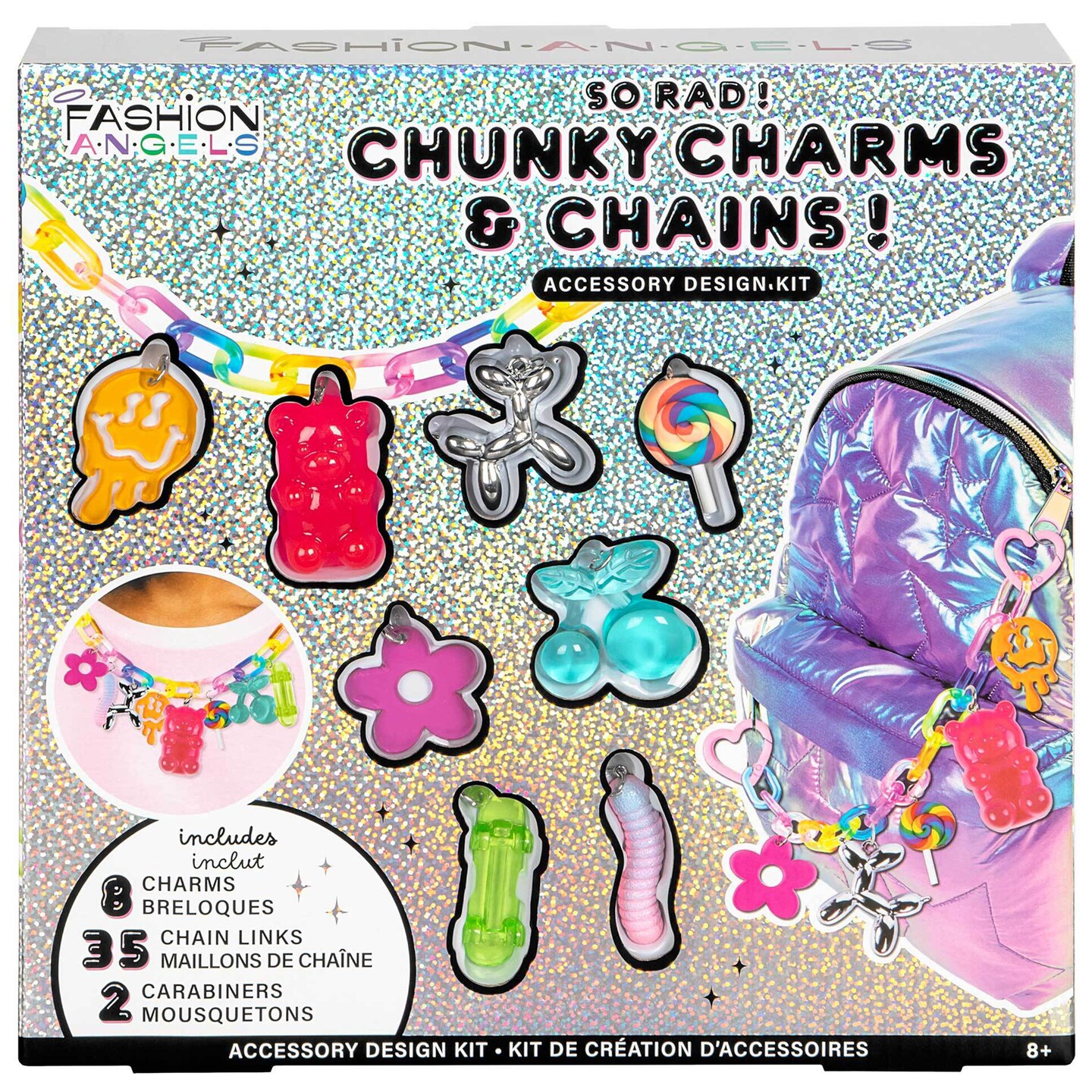 Fashion Angels: Chunky Charms & Chains - So Rad - Accessory Design Kit, DIY Hyperlink Keychains & Jewelry Trendy Craft, Y2K Charms, 35 Links, Kids 8+