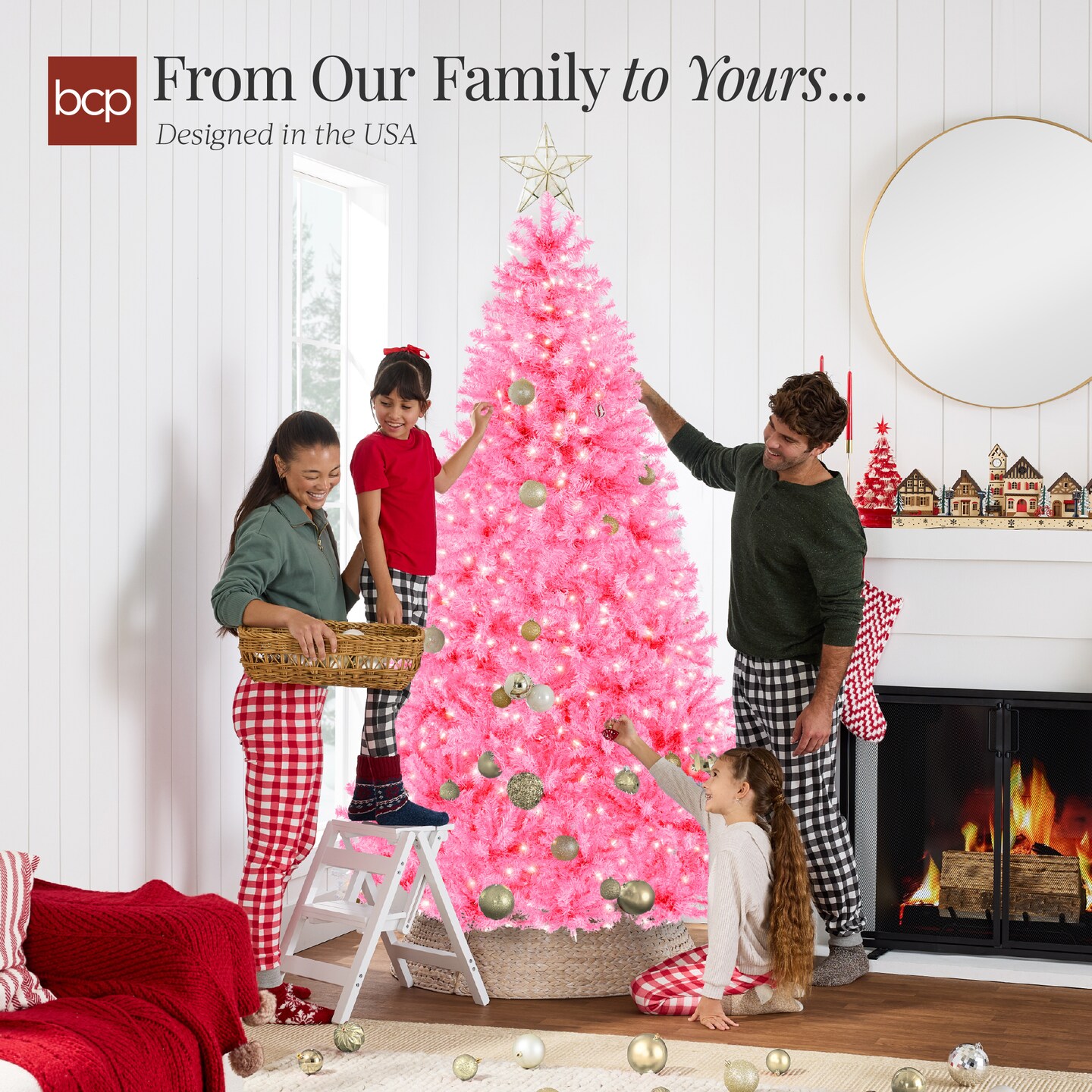 Best Choice Products Pre-Lit Pink Christmas Tree, Artificial Full Holiday Decoration w/ Branch Tips, Incandescent Lights