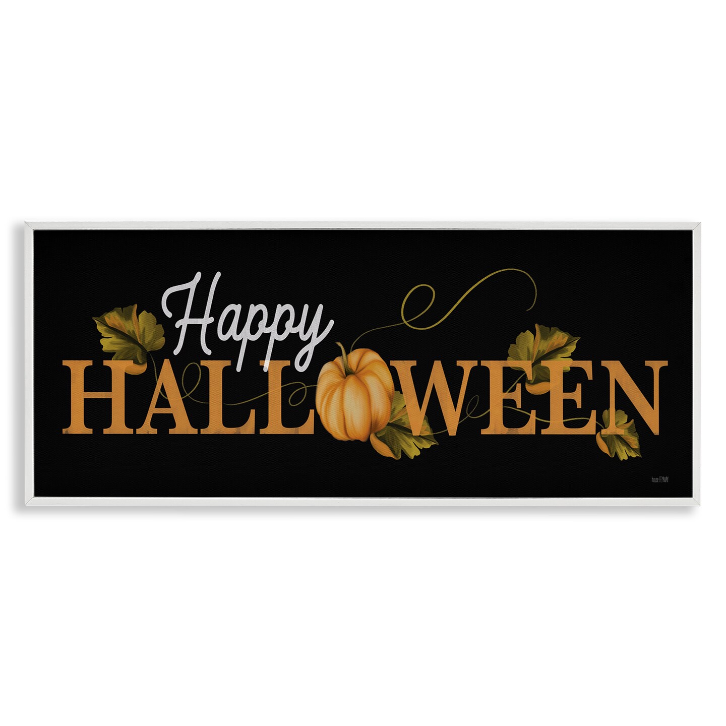 Happy Halloween on Black Framed Giclee Art