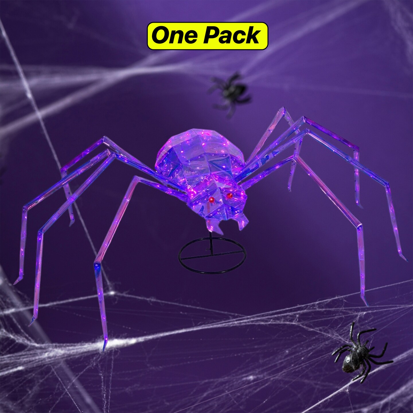Outdoor Halloween Spider Decoration &#x2013; Pre-Lit 5.5-Foot Prismatic Spider with Stakes