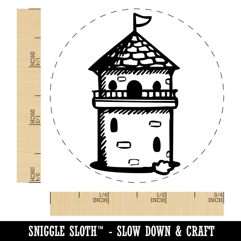 Fantasy Medieval Wizard Tower Building Self-Inking Rubber Stamp Crafting
