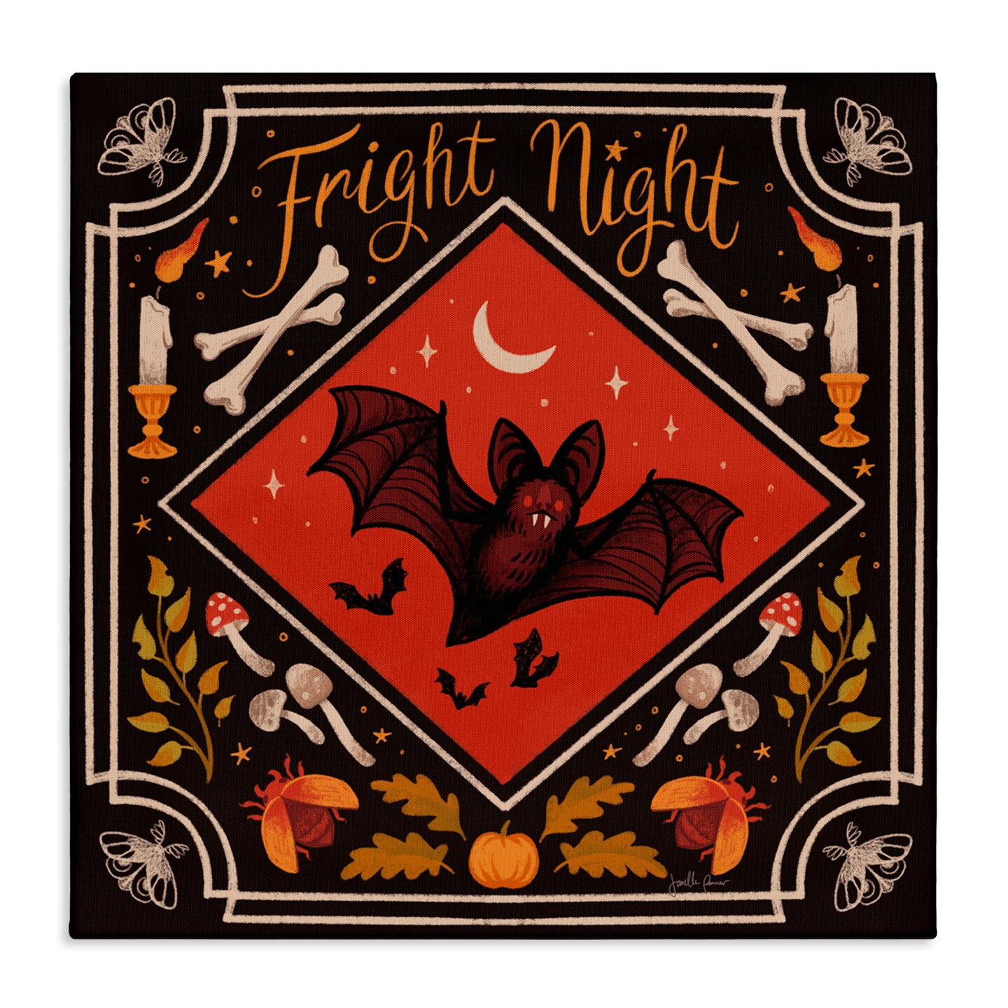Stupell Industries Fright Night Bat &#x26; Botanicals Canvas, design by Janelle Penner