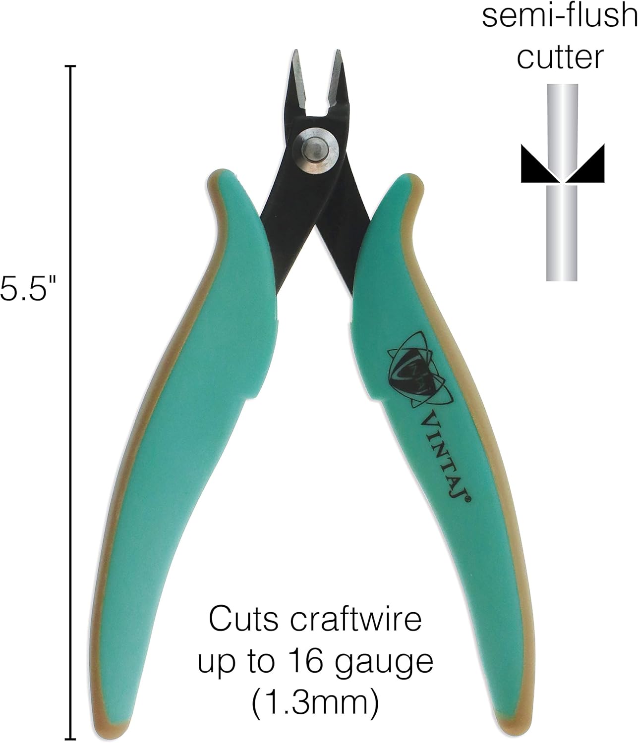 The Beadsmith Vintaj Semi-Flush Cutter – 5-Inches (127mm), Ergonomic Handle – Make Clean, Flush & Precise Cuts – Jewelry Making Tool for Creating Earrings, Bracelets & Necklaces