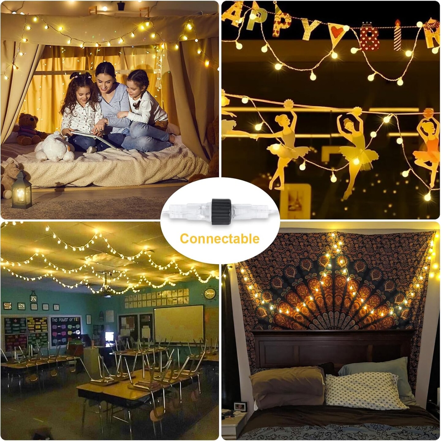 100 LED 33ft Globe String Lights – Warm White, Connectable Plug-In Fairy Lights with Remote, 8 Modes for Indoor & Outdoor Bedroom, Classroom, Party, Wedding, and Christmas Decor (Warm White)