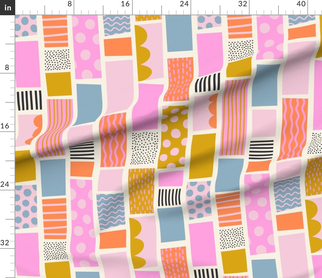 Various Fabrics by the Yard or Fat Quarter Stripes Multi Pattern Colored Large Scale Playful Colorful Color Block Kid&#x27;S Room Bold Vibrant Polka Dots Squiggles Custom Printed Fabric by Spoonflower