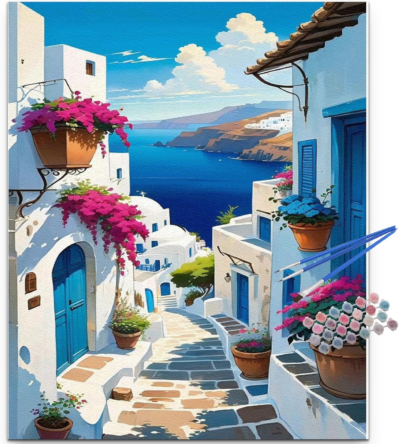 Sunset Santorini Paint by Numbers Kit for Adults (16x20 inch)