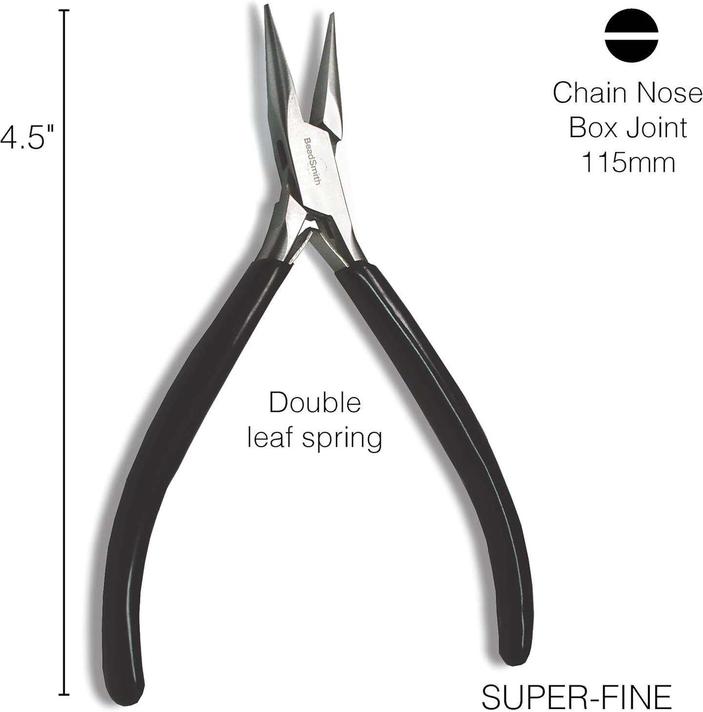 The Beadsmith Chain Nose Pliers &#x2013; Extra Fine Tips &#x2013; PVC Grip Handle with Double Leaf Springs &#x2013; Jewelry Making Tool for Creating Bracelets, Earrings and Necklaces