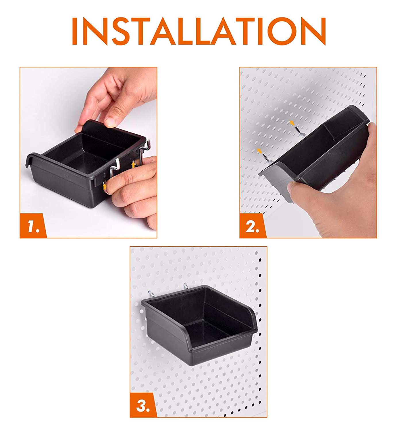 G.CORE 12 Pack Pegboard Bins with Hooks, Peg Board Hooks Assortment Organizer Accessory, Various Tools Storage Arrange System Kit for Garage Craft Workshop Workbench Hobby Office