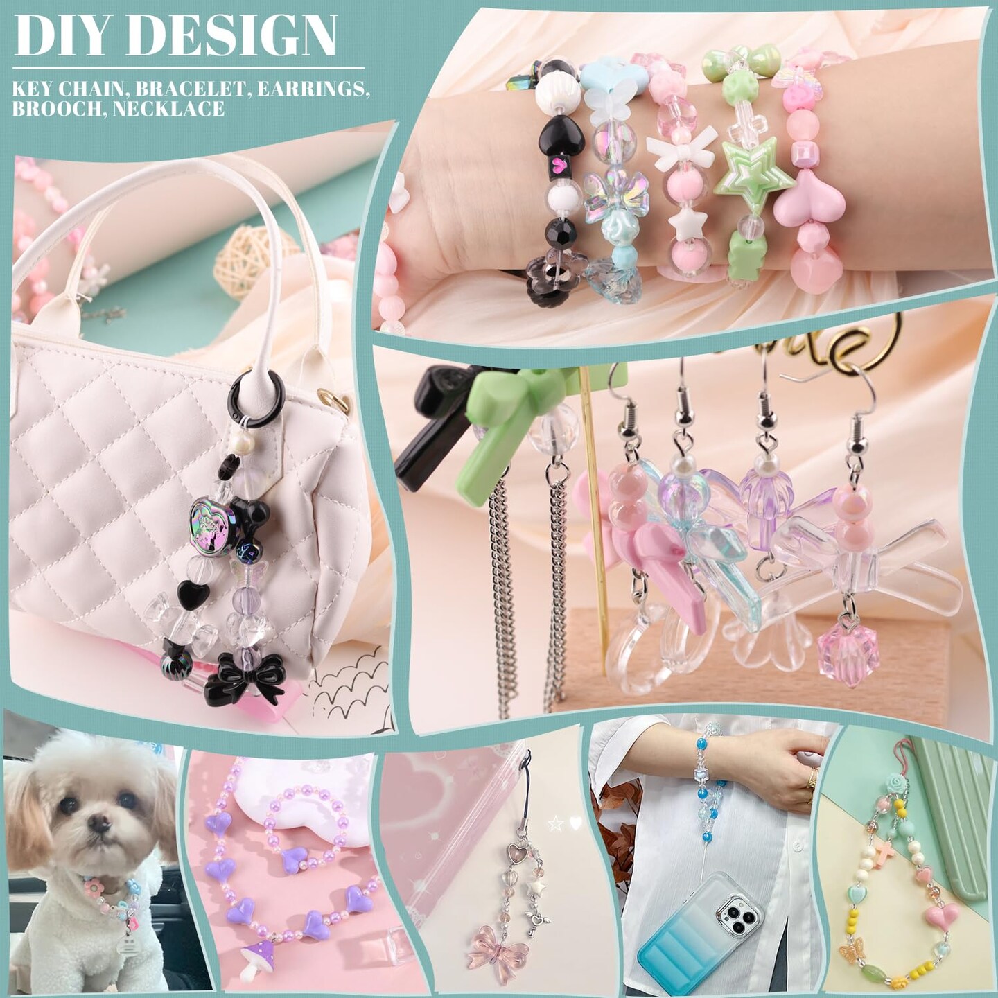 TINKRSTUFF Assorted 180-240PCS Acrylic Beads for Bracelet Making,Flower Bow Butterfly Candy GummyBear Kawaii Aesthetic Bracelet Charms, Cute Beads for Jewelry Making Necklace Keychain Phone Charms DIY