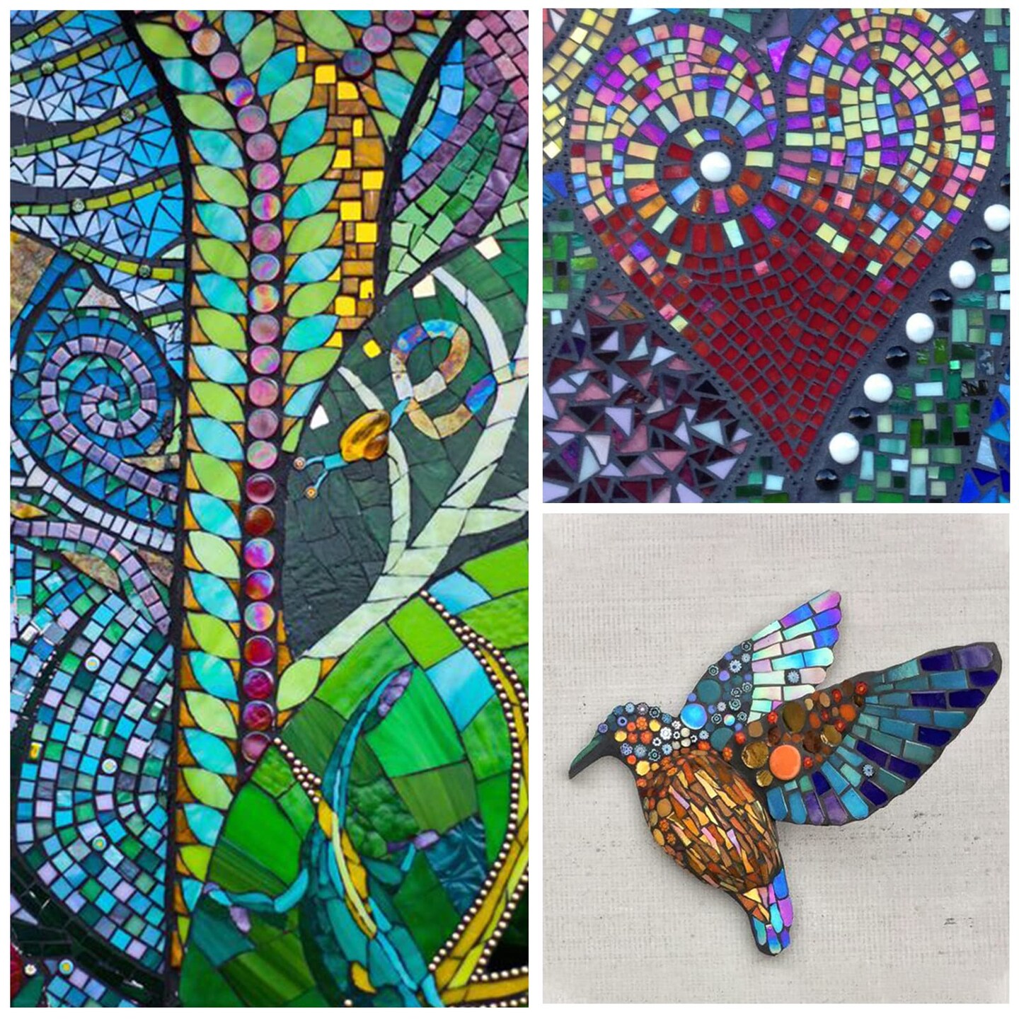 LITMIND Iridescent Glass Mosaic Tiles for Crafts, 240 Pieces 5 Shapes Mixed Stained Glass Pieces, Mosaic Kits for Adults (Iridescent LawnGreen)