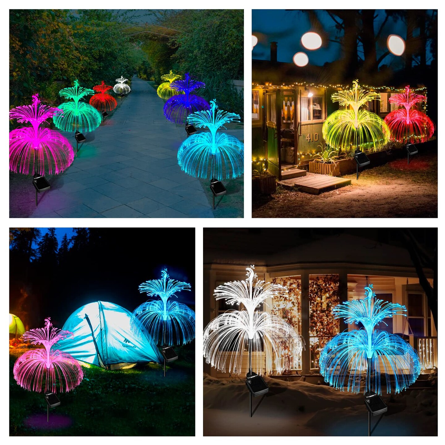 callica Solar Flower Lights Outdoor Garden Waterproof 3 Pack Solar Yard Lights 7 Color Changing Outdoor Decorative for Garden Pathway Party Wedding Birthday Holiday Decor