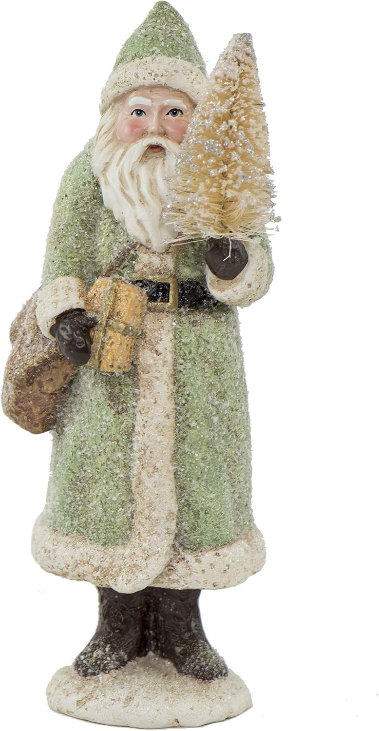 Glittered Resin Santa Figure (Green)