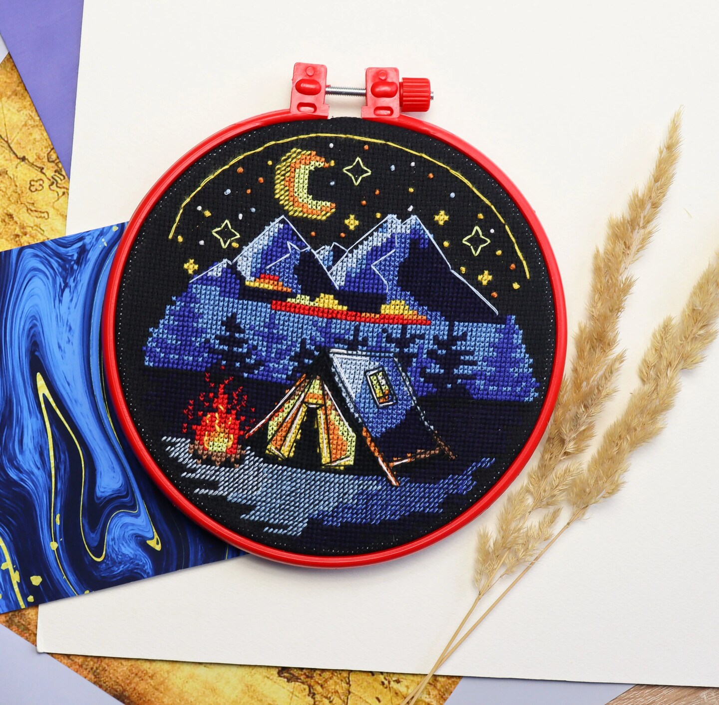 Cross-stitch kit Around the campfire